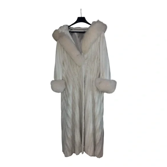 Vintage Womens’s Arctic fox White mink long coat custom made Should Be Size 6 - Picture 3 of 13